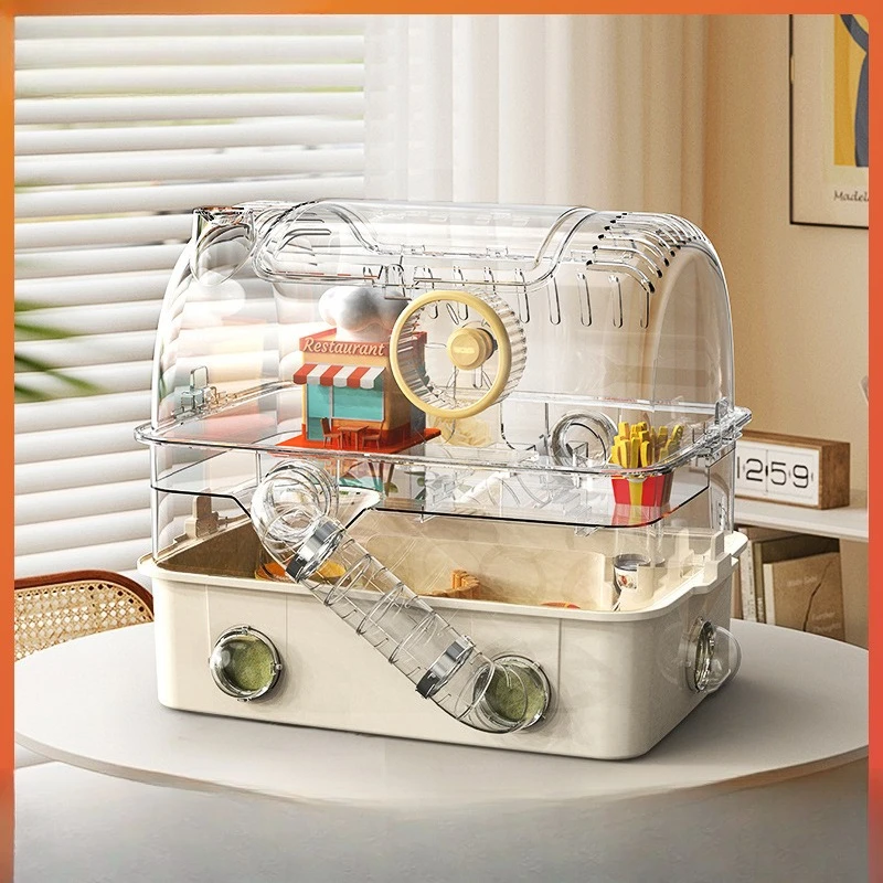 Luxury Oversized Hamster Villa Multi-Layer Acrylic Cage Panoramic Transparent Design Golden Bear Plastic Pet Home