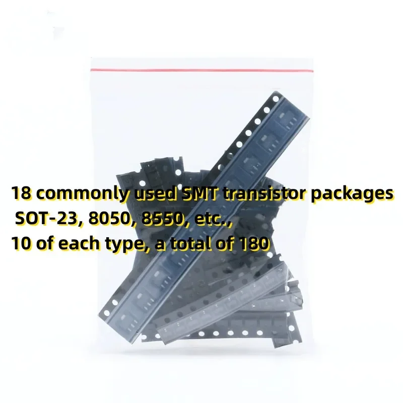 18 commonly used SMT transistor packages SOT-23, 8050, 8550, etc., 10 of each type, a total of 180