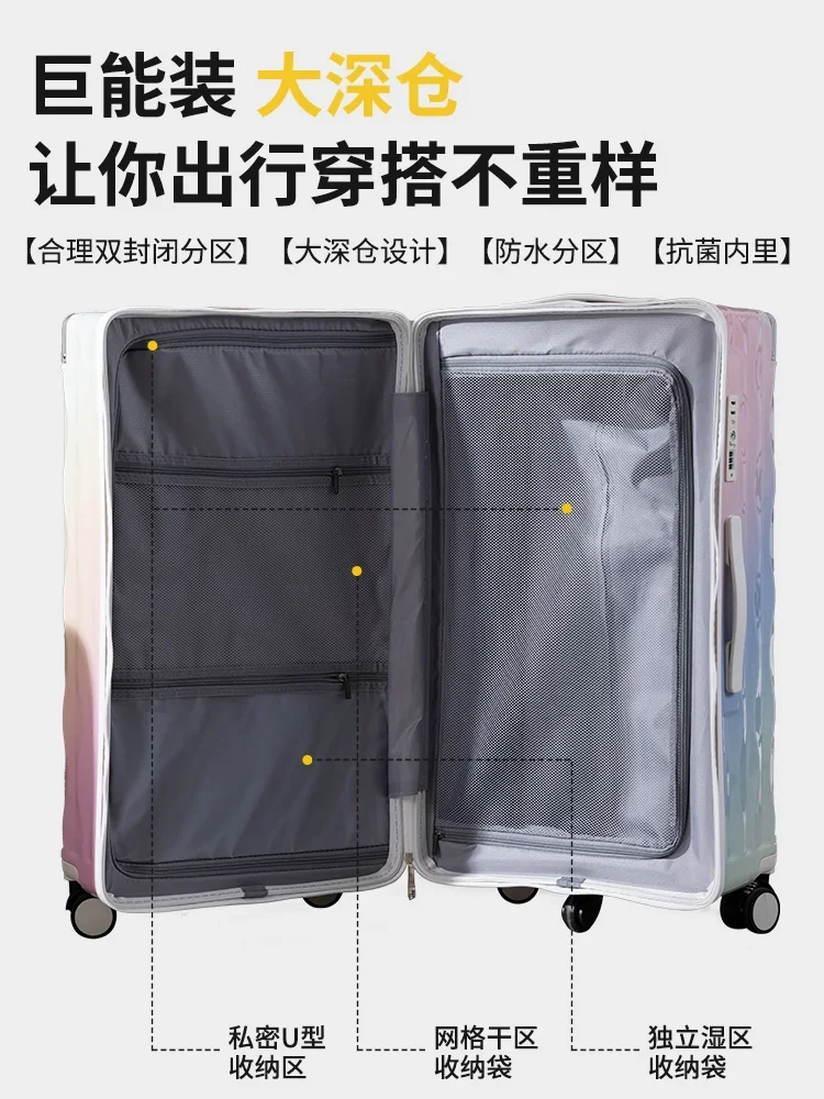 Capa de carrinho de grande capacidade de 28 polegadas, couro de senha de viagem de roda universal espessada para 24 estudantes masculinos