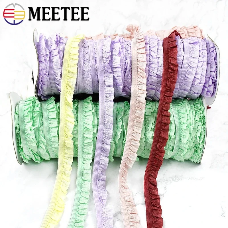 

20/45/90M 15mm Ruffle Hairband Elastic Rope Sewing Bar Lace Trim Rubber Band Clothes Dress Decor Stretch Ribbons DIY Accessories
