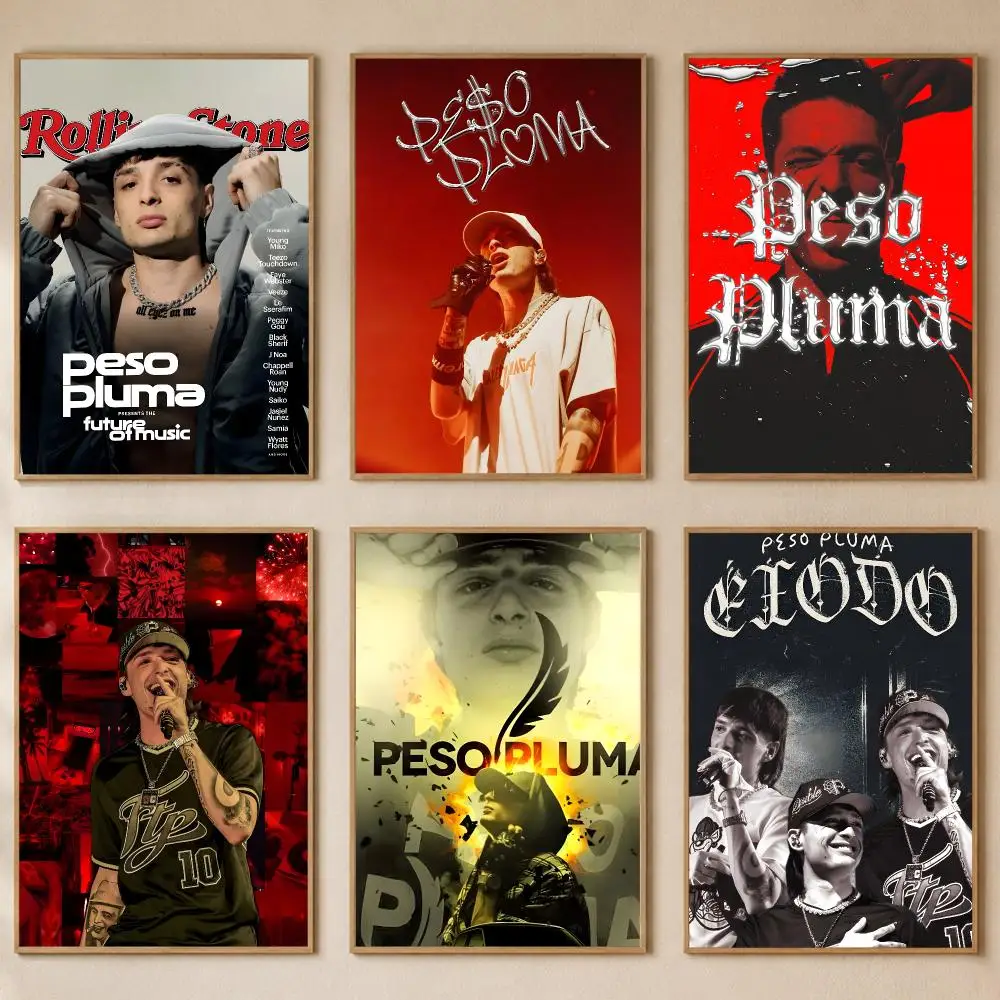 Latin Singer Peso Pluma Poster PP Self-Adhesive Bedroom Gaming Cafe/Bar Vintage Aesthetic Decor Ideal Gift