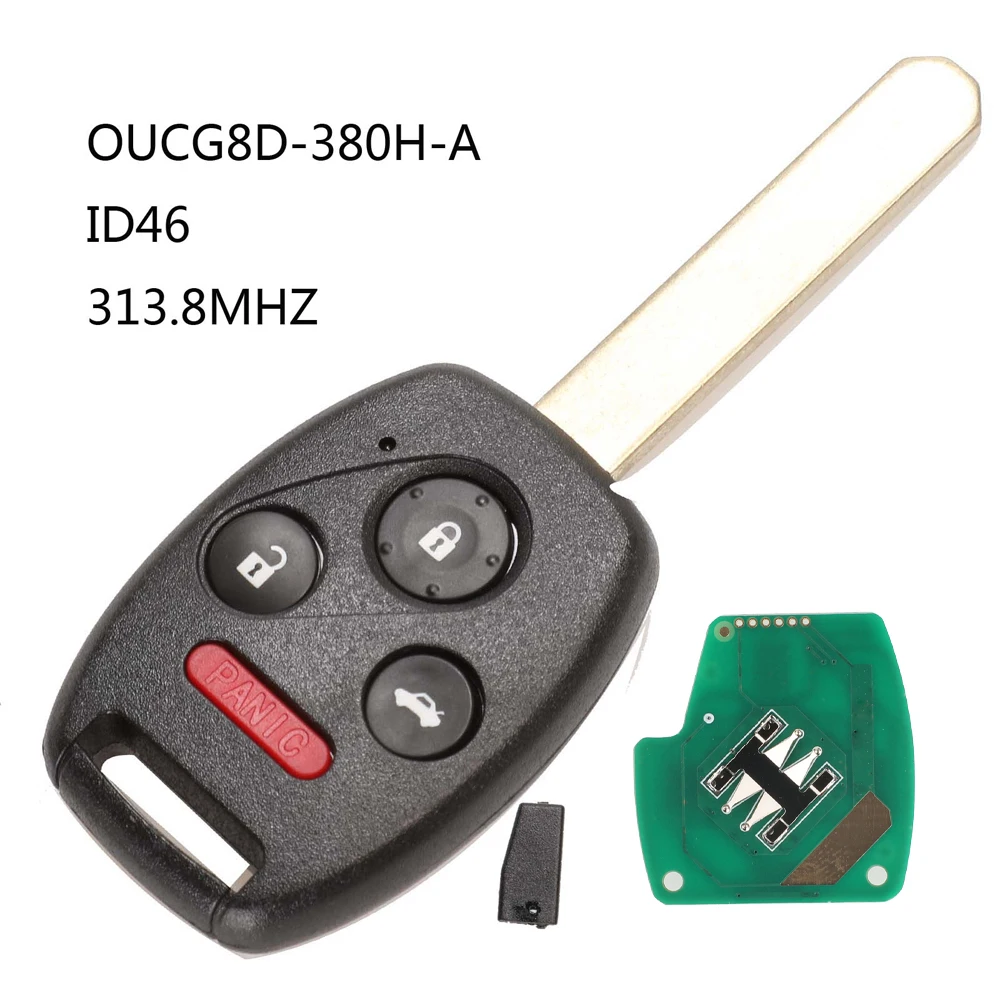 jingyuqin 313.8Mhz Car Remote Keyless Key For Honda Accord 2003 2004 2005 2006 2007 With ID46 Chip Complet Remote Key