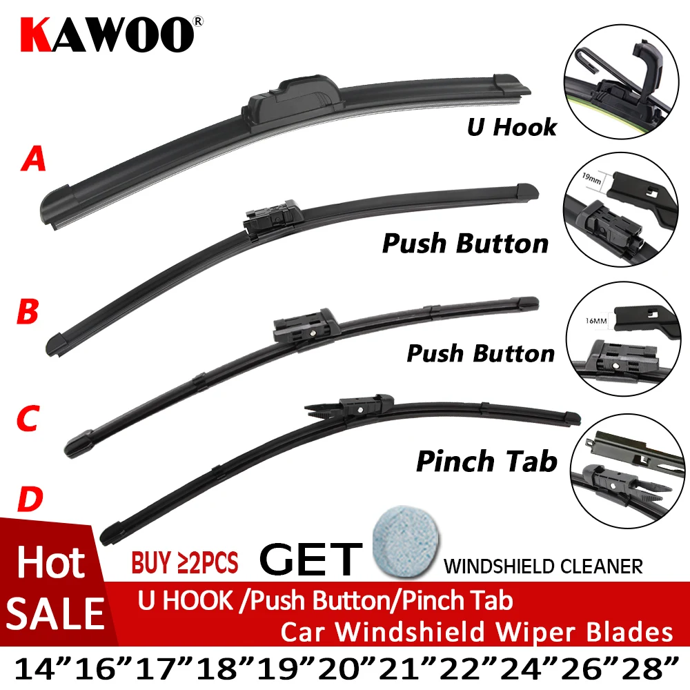 

KAWOO Universal Car Wiper Blade All-Seasons Durable Stable Car Windshield Wipers Front Windshield Wiper Blades for 99% models