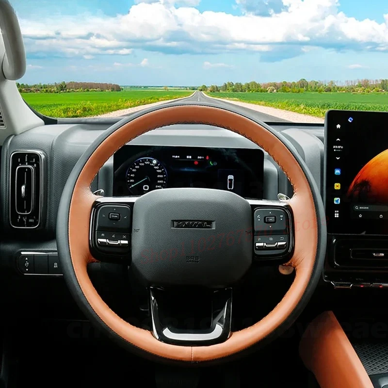 

For Haval H9 II 2024 2025 2nd Gen Car Styling Handsewn Steering Wheel Cover Anti Slip Leather Handle Cover Auto Accessories