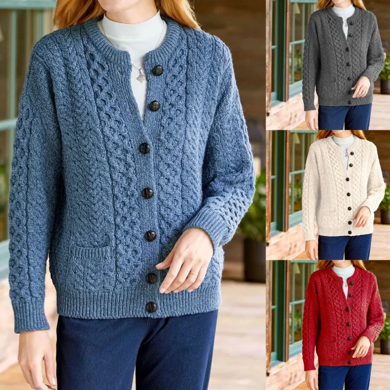

Осенне-зимний модный плетеный свитер, женский топ, повседневный свободный вязаный кардиган, женская одежда
