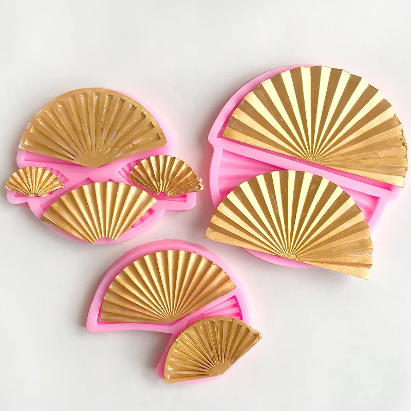 New Wedding-themed Folding Fan Decorative Silcone Mold for Fondant Chinese-style Fan Screen Cake Chocolate Topper Ornament Mould