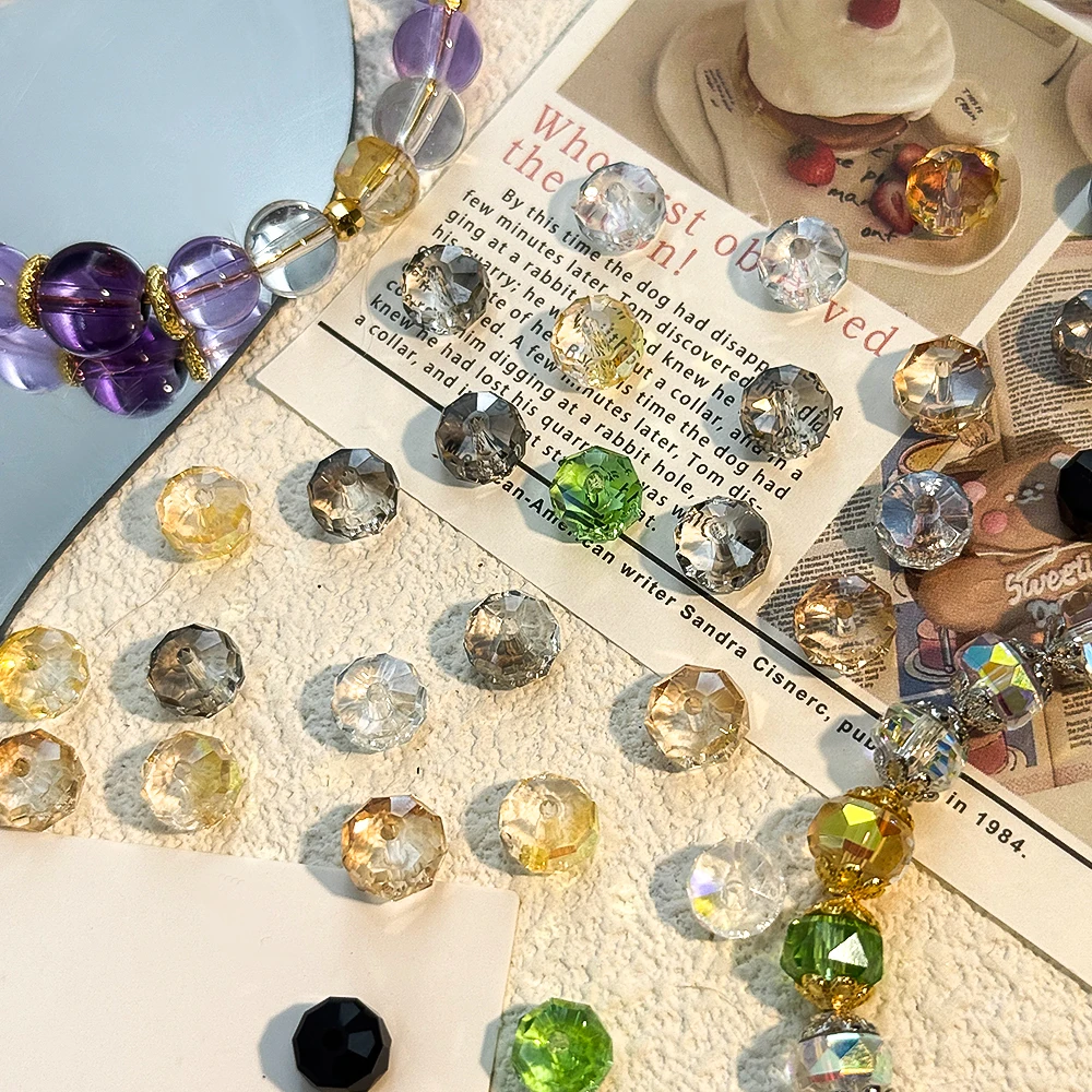 10Pcs/Lot 8mm 7.5mm 7.3mm Clear Glass Sectional Scattered Beads Handmade Necklaces Bracelets Making Beads Components Wholesale