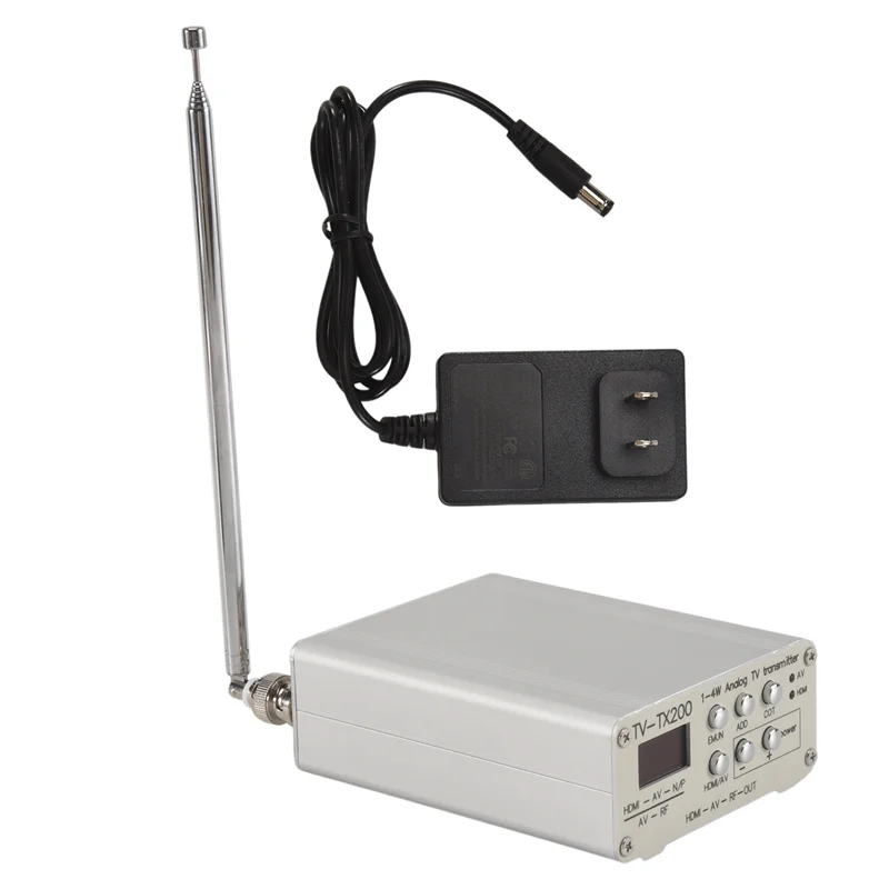 B47C TV-TX200 VHF/UHF Analog TV Transmitter Support HD/AV Input Analog Signal Transmitter With Telescopic Antenna US PLUG