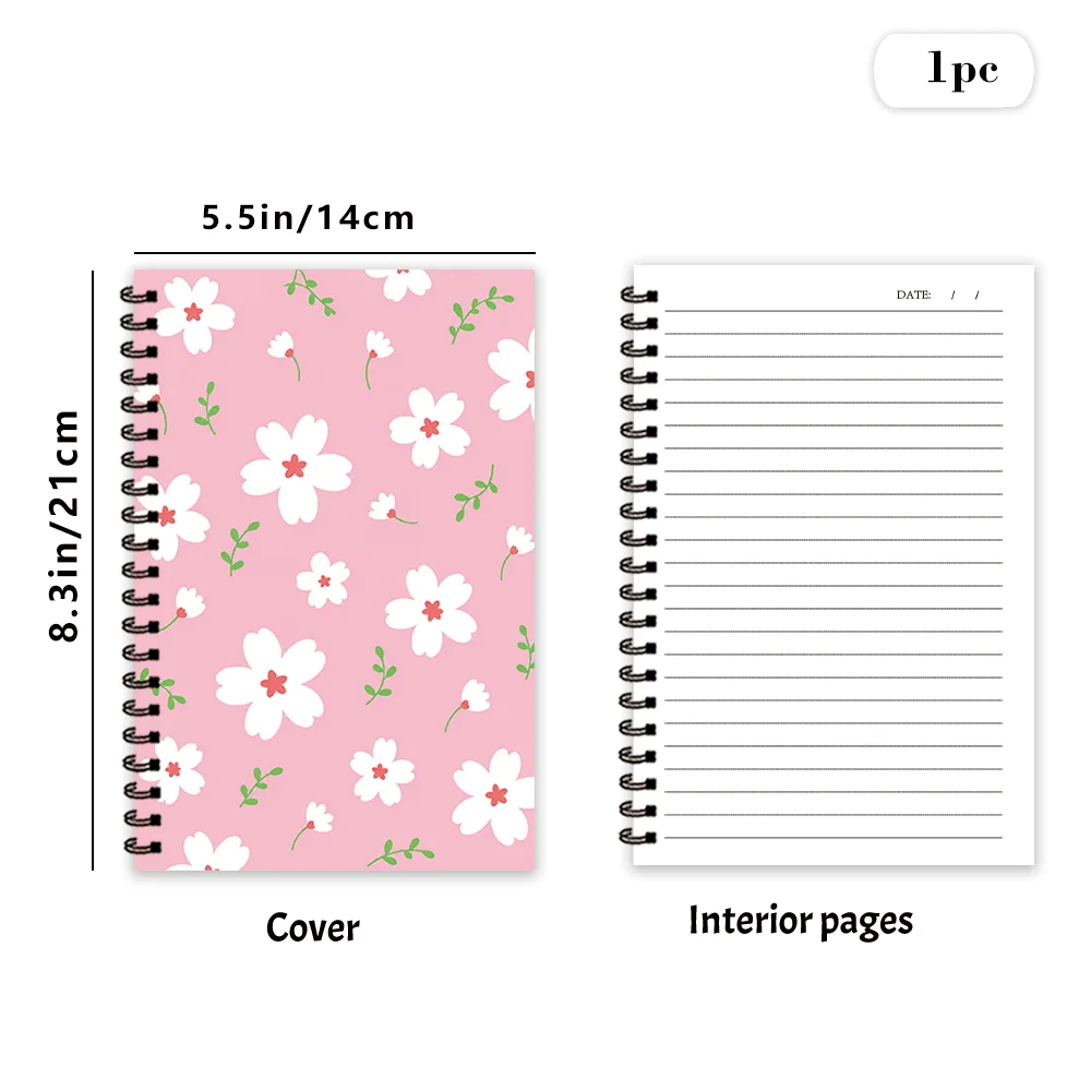Powder White Flower Themed Notebook 1pc,Blank Lined Pages,Ideal Gift for Note-Taking,Inspiring for Everyone,Perfect for Students