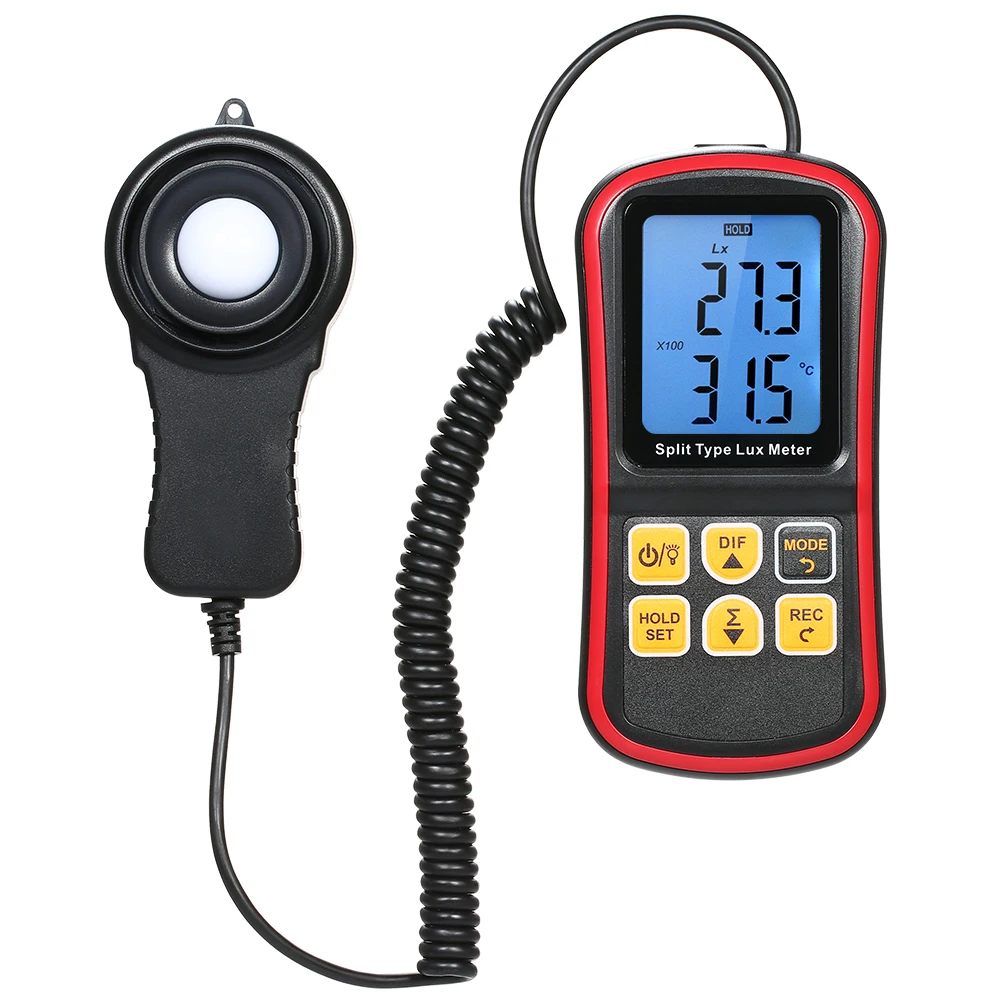 Handheld Illuminometer Split Type Lux Meter 0-200000 Lux Luminometer Light Meter OEM NTC Thermistor Electronic Machinery GM1030