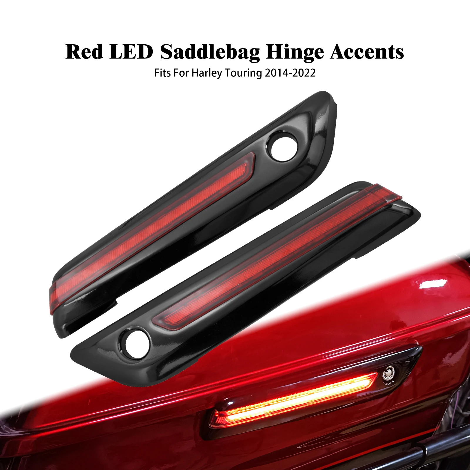 

Motorcycle Saddlebag Latch LED Lights Accents Turn Brake Run Lamp For Harley Touring Electra Tri Street Glide Ultra CVO 2014-23