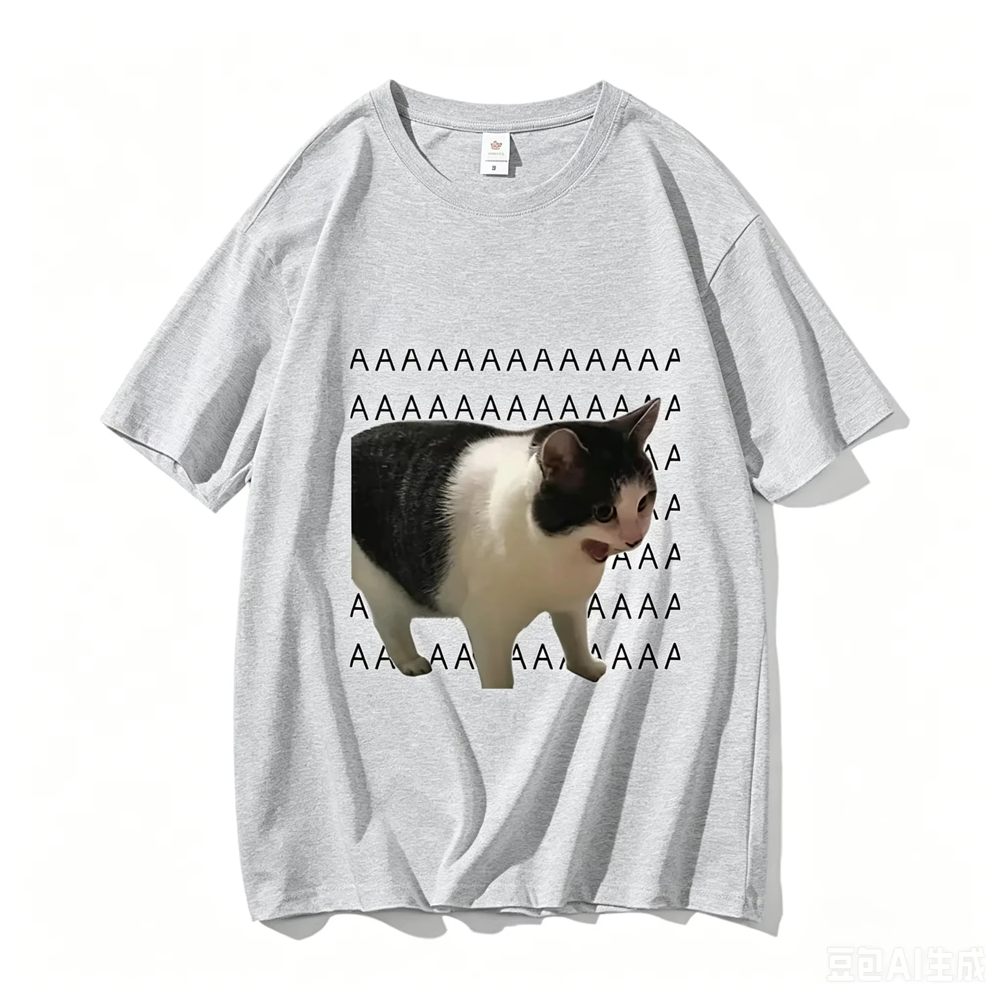 2026 New Funny Meme Sad Crying Cat Printed Adult and Kids Casual Cotton T-Shirt Summer Harajuku Short Sleeve Tees Clothes