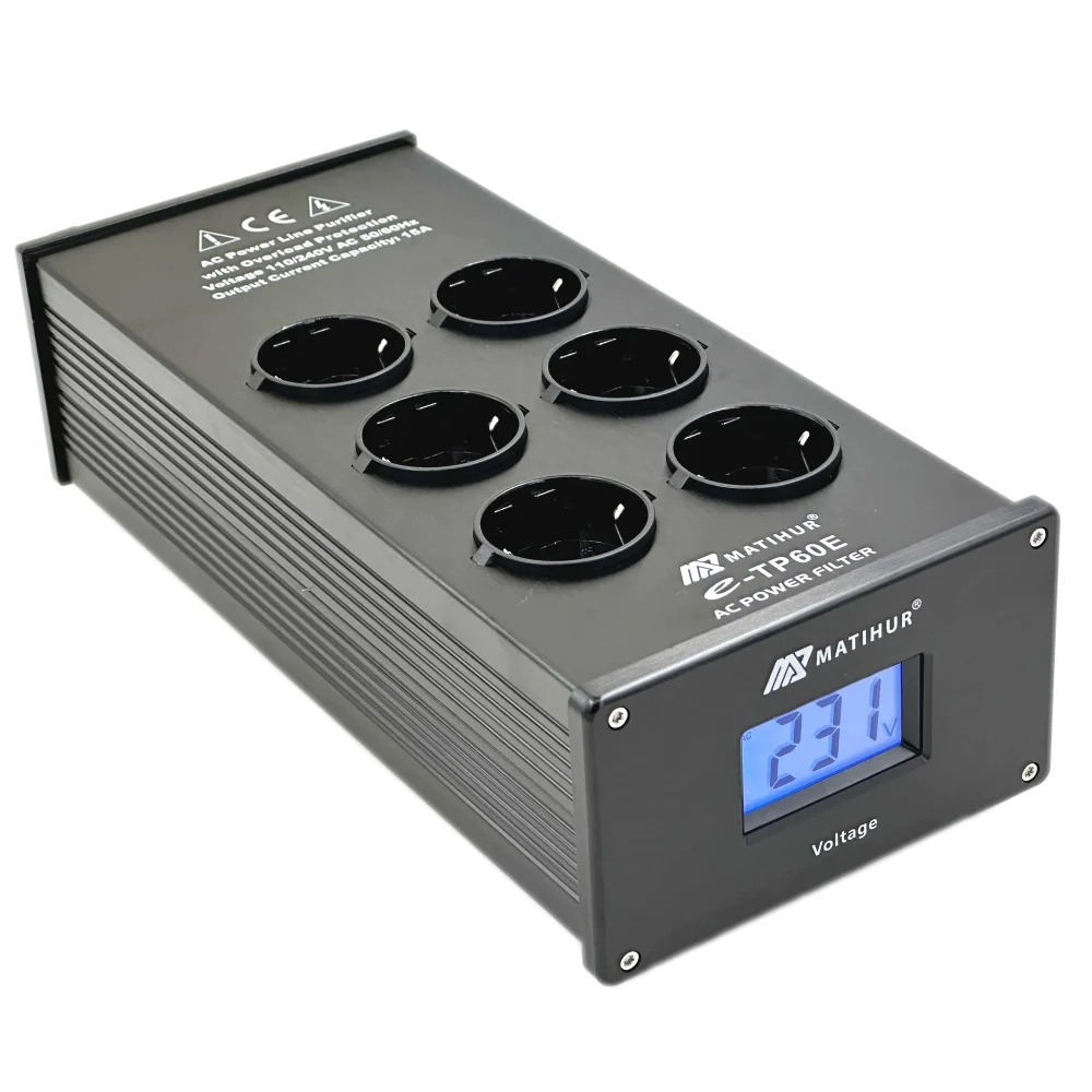 MATIHUR e-TP80 Audioruis Wisselstroomfilter Power Conditioner Power Purifier Overspanningsbeveiliging met EU-stopcontacten Stekkerdoos