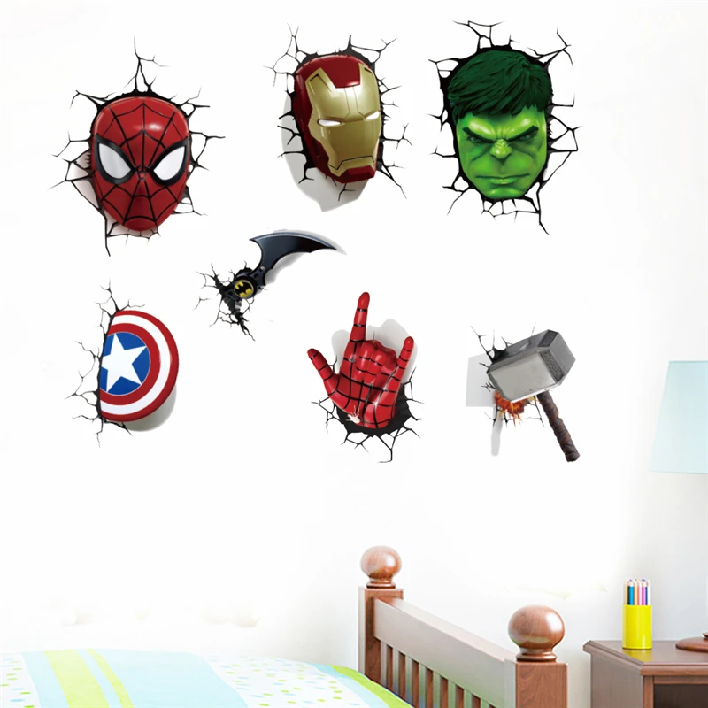 MINISO Cartoon Avengers DIY Wall Stickers For Kids Room Marvel Superhero Movie Poster Living Room Boy Bedroom Wall Decoration