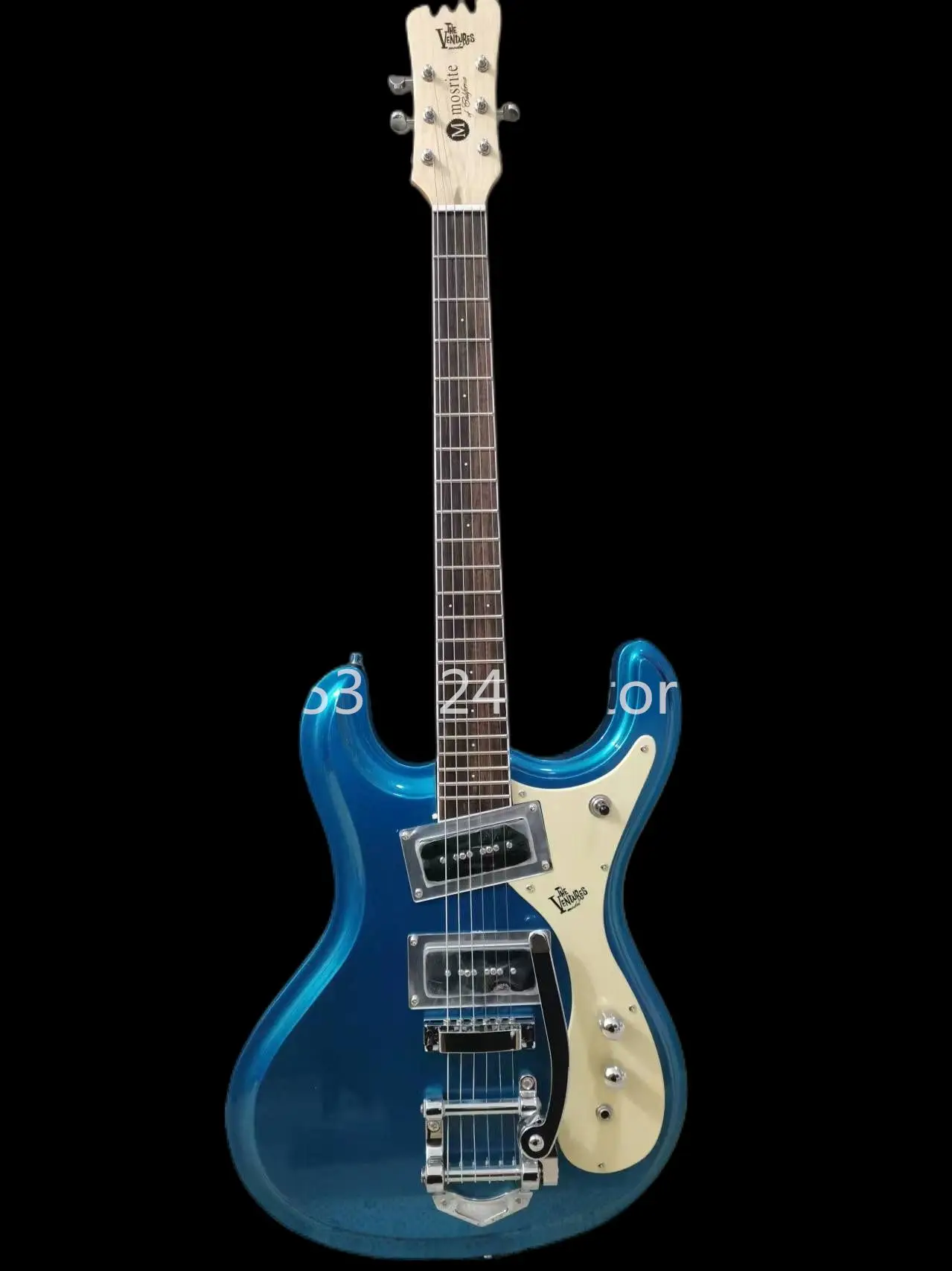 

6-string blue electric guitar, customizable, free delivery