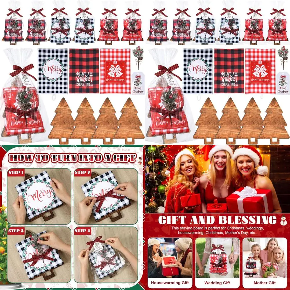 

Bulk Wooden Charcuterie Boards & Tree-Shaped Christmas Kitchen Towels for Festive Home Party Gifts