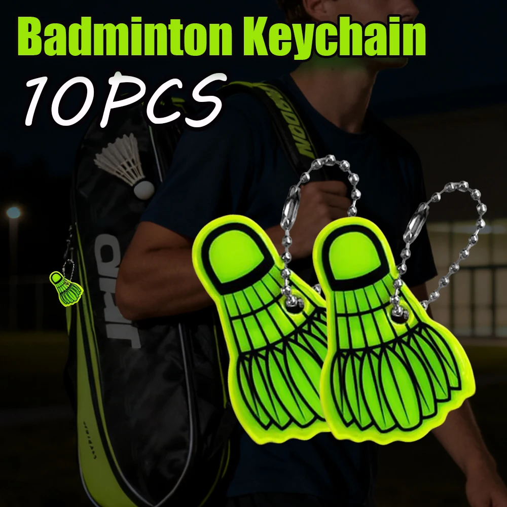 10PCS Sports Style Badminton Keychain, Creative PVC Double-sided Backpack Decoration Pendant