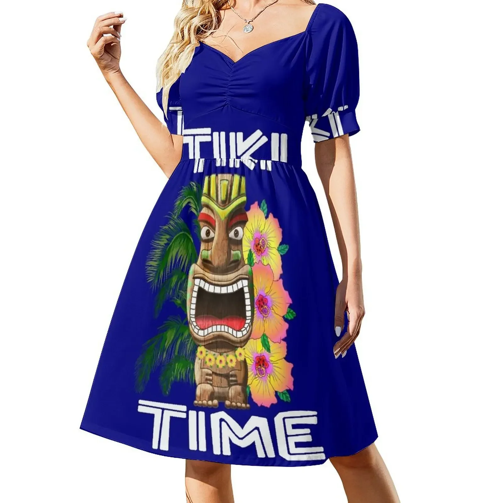 

Funny Tiki Time Short-Sleeved Dress luxury woman party dress Summer dresses for women dresses for prom Dress