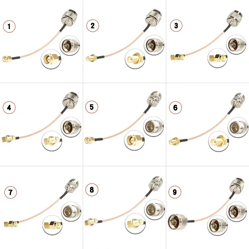 

RG316 Coax Cable N type to SMA Male Female Right Anlge Connector N To SMA Crimp for Extension Cable Low Loss Fast Delivery Brass