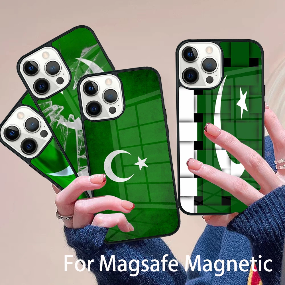 

Pakistan Flag Banner Phone Case Magesafe Magnetic Wireless Charge Cover For IPhone 16 11 12 13 14 15 Pro Max Plus Mini
