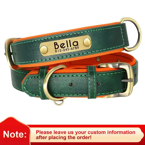 Customized PU Leather Nameplate Dog Collar Soft Padded Dogs Collars Free Engraving Name for Small Medium Large Dogs Adjustable - Image 10