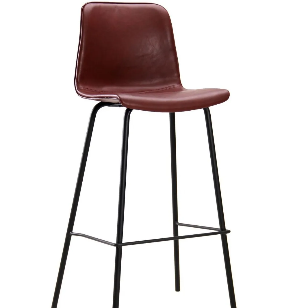 

Customizable Nordic wrought iron light luxury leather bar chair