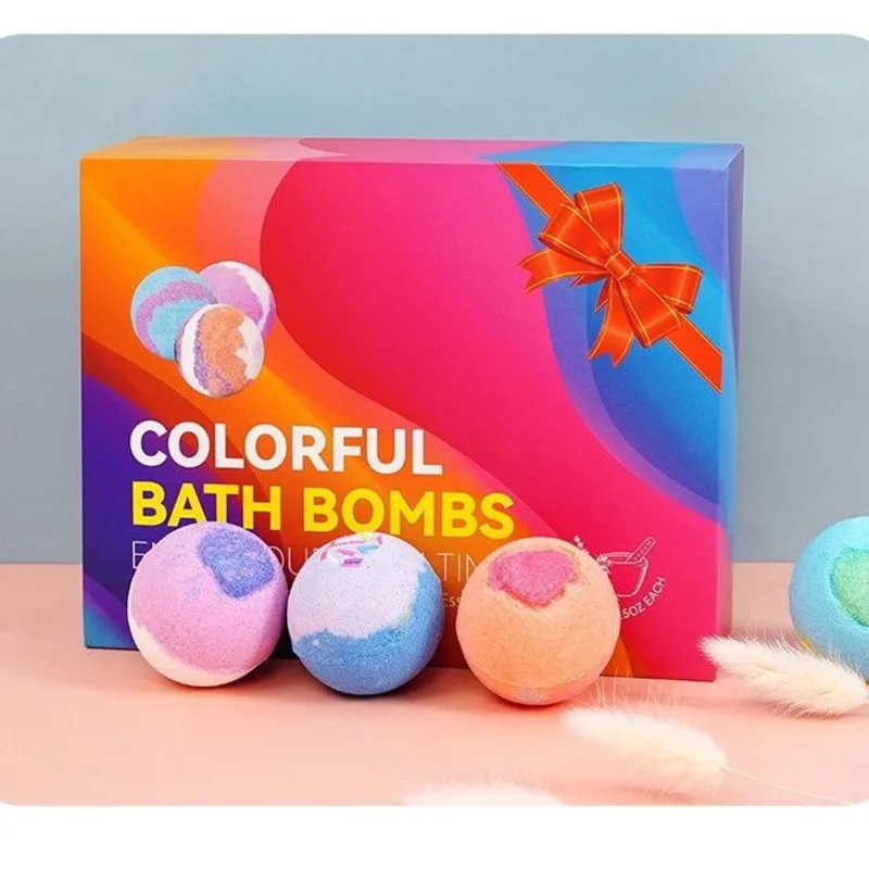 12-Ball Set Essential Oil Bath Salt Bubble Bath Foot Bath Moisturizing Skin Care Set Box for Relaxing Hydrotherapy