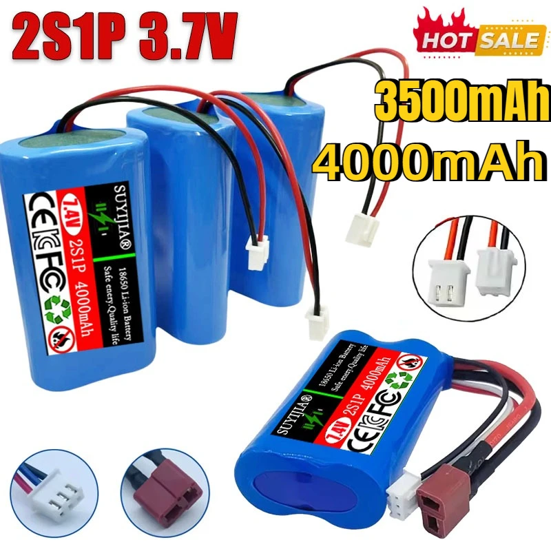 

18650 7.4V Battery 2S1P Lithium-ion Battery Pack with XH2.54 Plug 2600mah 3000mah 3500mah 4000mah Rechargeable Battery + PCB