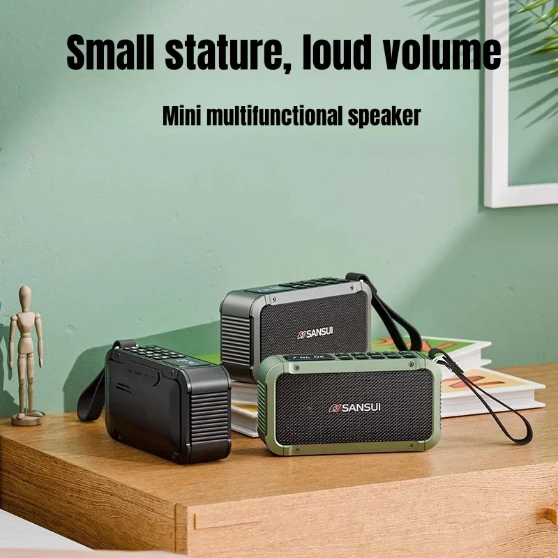 SANSUI F63 Multimedia Portable Wireless Bluetooth Speaker Music Player FM Radio Insert Card U Disk Recording HI-FI subwoofer