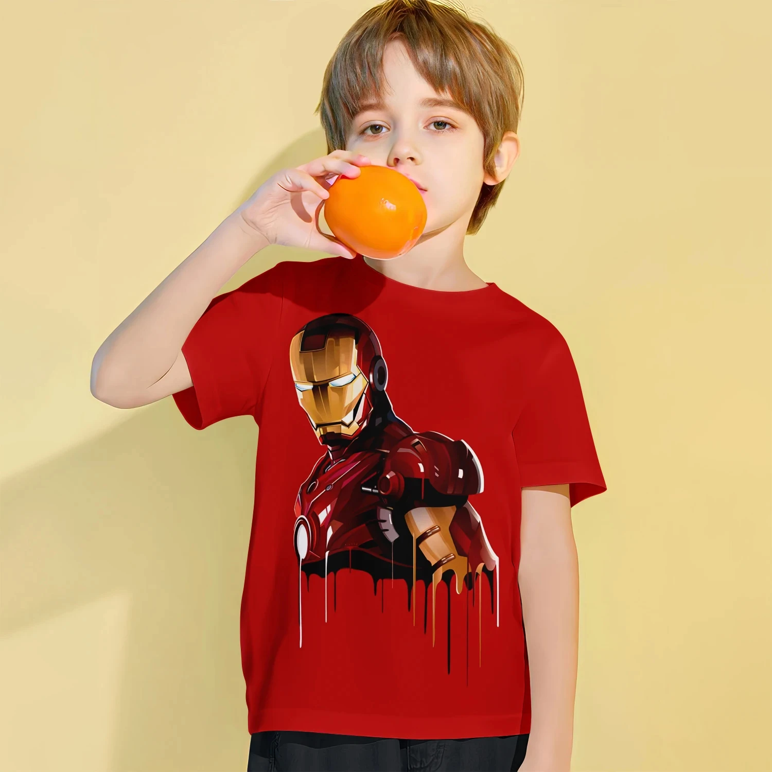 New Summer Kids 3D Printed Cool Cartoon Iron Man T-shirt Fashion Children Short Sleeve Clothing Boys Girls Luxury Streetwear