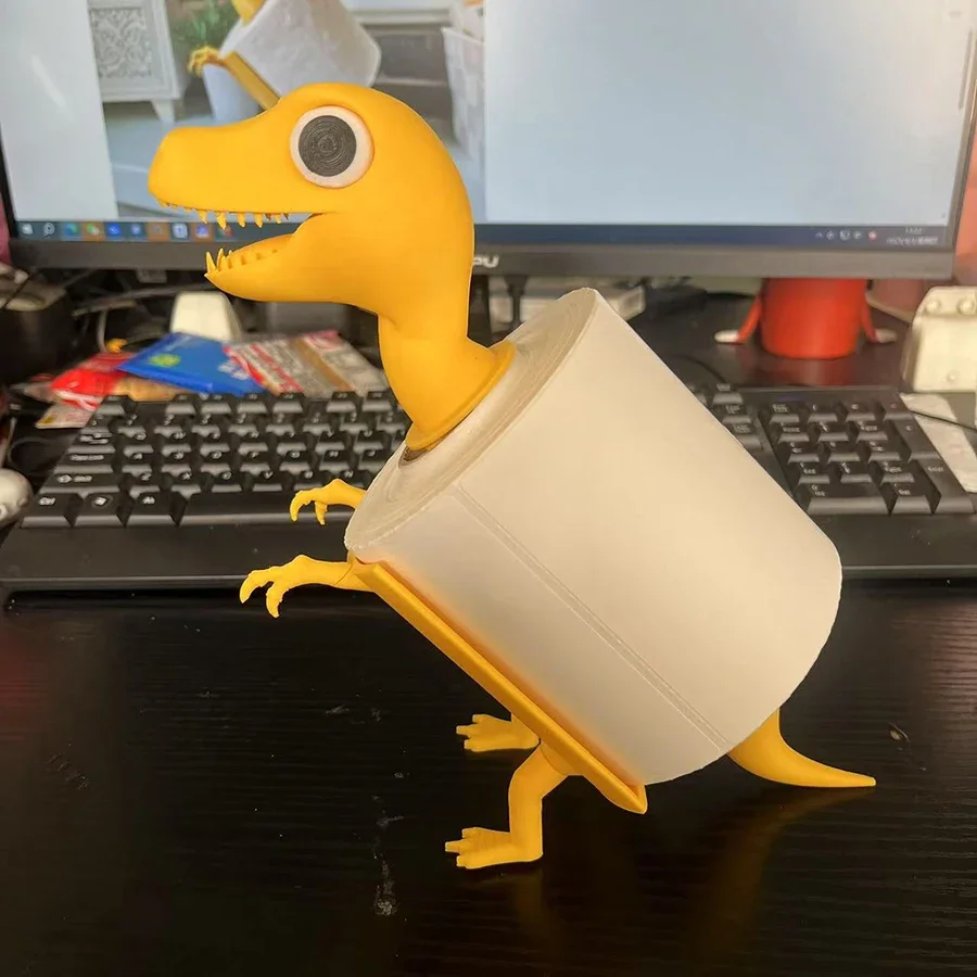 3D-Printed Dinosaur Toilet Paper Holder - Cartoon PLA Paper Towel Stand, Durable & Practical Tissue Holder for Kitchen/Bathroom