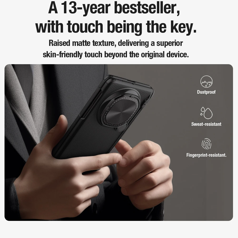 حافظة NILLKIN Super Frosted Shield Prop المغناطيسية لهاتف Huawei Mate X6، حامل غطاء العدسة، متوافق مع MagSafe، هيكل كامل للكمبيوتر الشخصي