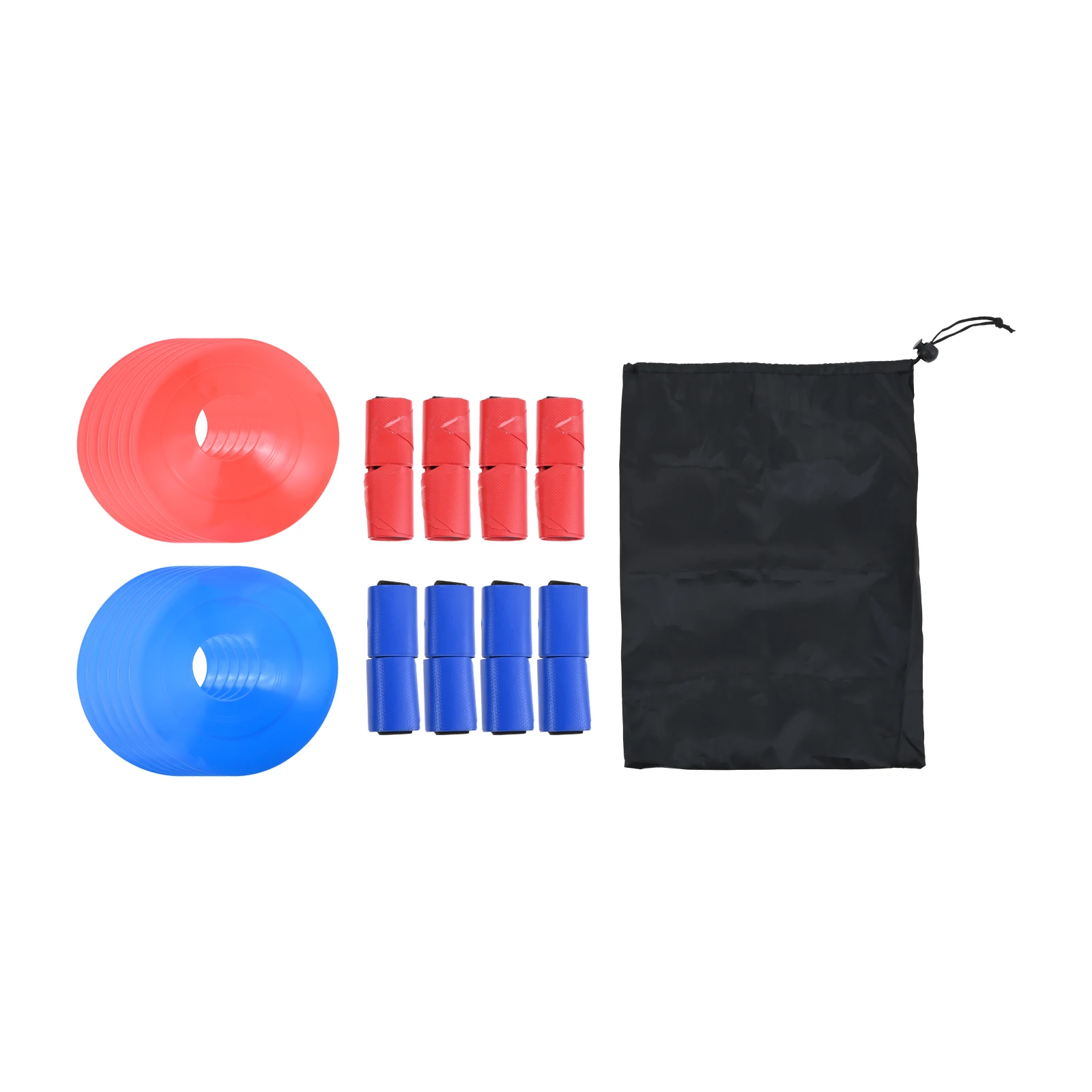 A Rugby Flag Set Includes 16 Waist Flag Sets (Black Belt + Buckle + 3 Ribbons Style) and 12 Marker Discs and A Black Storage Bag