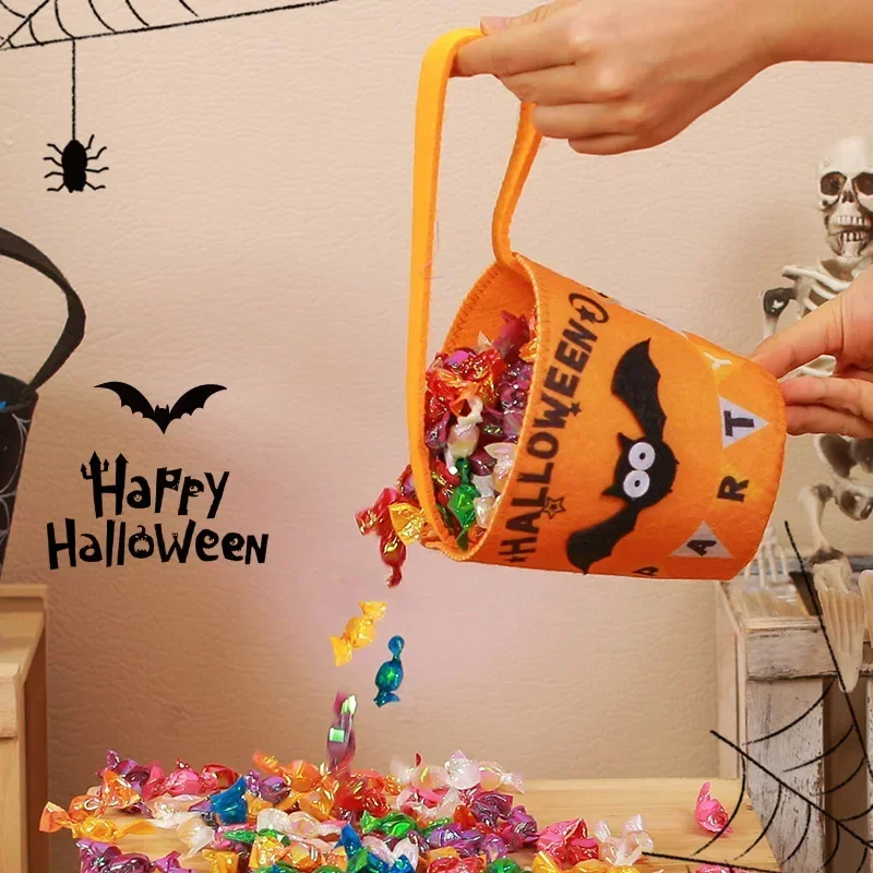 Halloween Candy Bag 3D Spider Bat Black Cat Pumpkin Bag Handheld Cloth Bucket Children's Sugar Bag