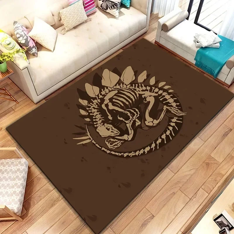 

Dinosaur Theme Area Rug - Skeleton/Realistic Dinosaur Pattern Carpet for Kids Room Living Room Non-Slip Home Decor