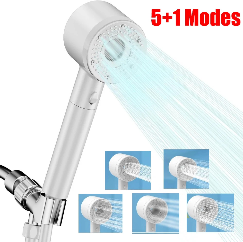 5 Modes Adjustable Large Flow Shower Head One Key Stop Bathroom High-pressure Water-saving Shower Mixer Nozzle Shower Nozzle Set