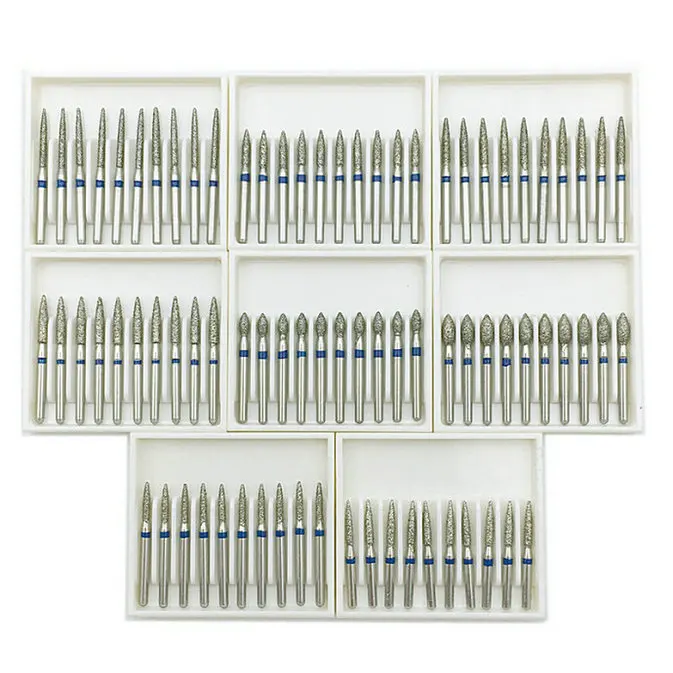 10pcs/set Dental Diamond Burs Drill Teeth Whitening Polishing Product for FG 1.6mm High Speed Handpieces FO Series