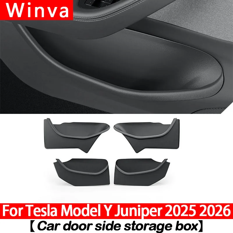 For Tesla Model Y Juniper / Model 3 Highland 2025 2026Car Side Door Storage Box Gate Slot Anti Dirty Storage Tidying Accessories
