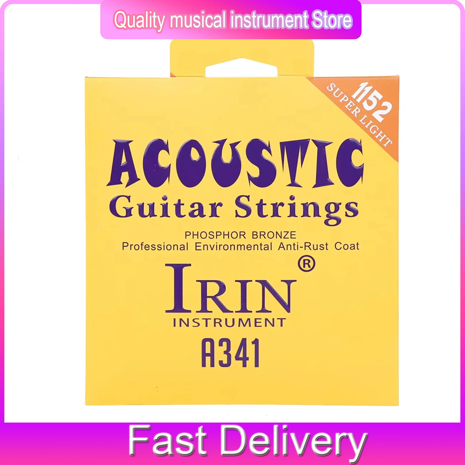 IRIN A341 Acoustic Guitar Strings Phosphor Bronze Color Folk Music Strings Hexagonal Alloy Parts For Electric Guitar Accessory
