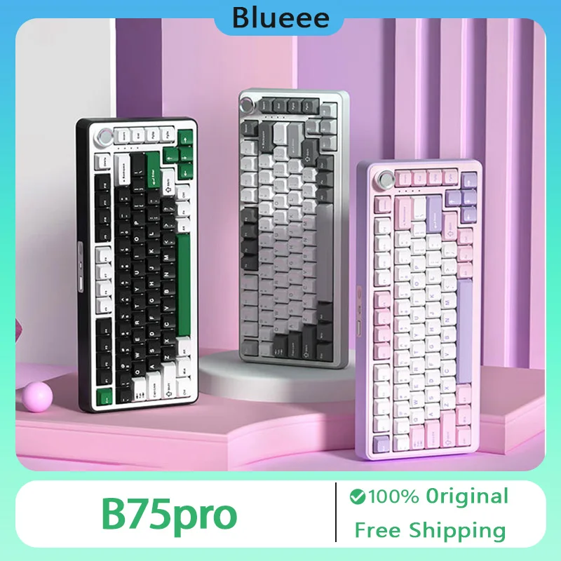

B75pro Mechanical Keyboard 3 Mode 82 Keys 2.4G Wireless Bluetooth Customized Rgb Hot Swap Gasket Keyboard for Computer Office