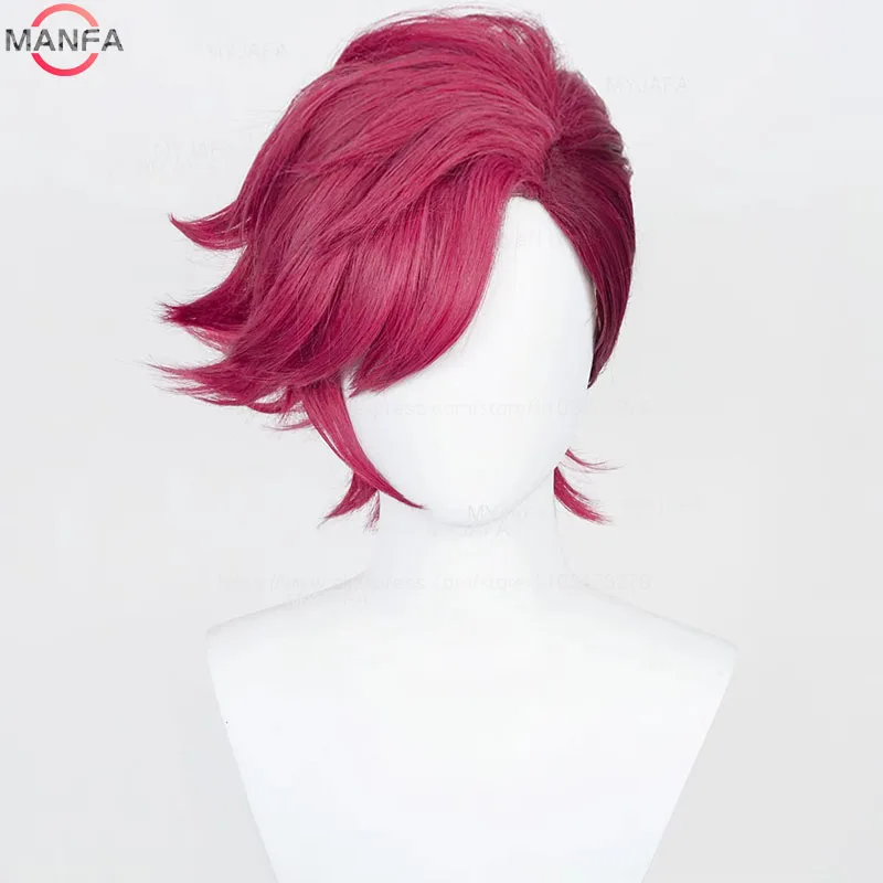 Game LOL Arcane Vi Cosplay Wig VI Deep Rose Short Heat Resistant Synthetic Hair Role Play Anime Wigs + Wig Cap