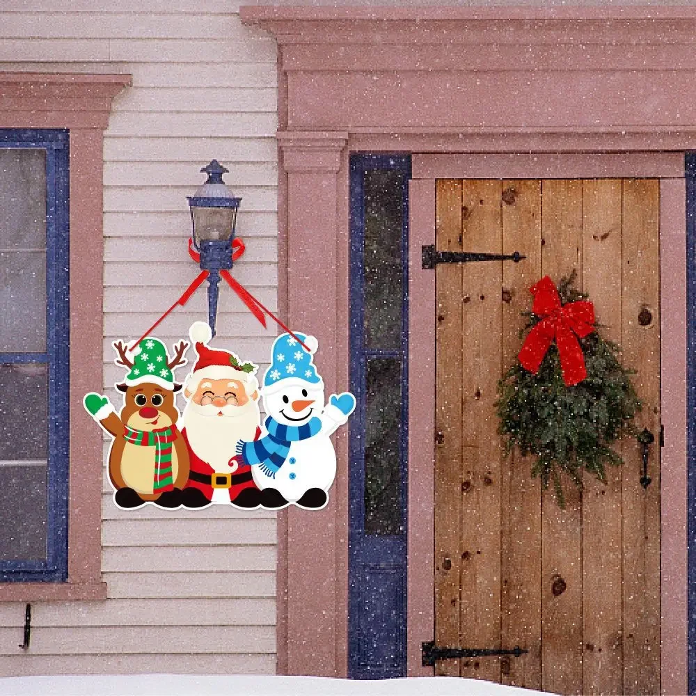 2024 Christmas Door Hanger New Year Party Pendants Santa Claus Snoweman Elk Paper Banner Merry Christmas Decoration for Home