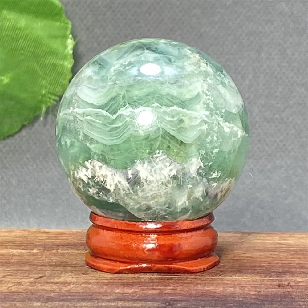 Natural Gemstone Colored Fluorite Crystal Ball Polished Reiki Massage Energy Sphere Chakra Witchcraft Home Decor + Base