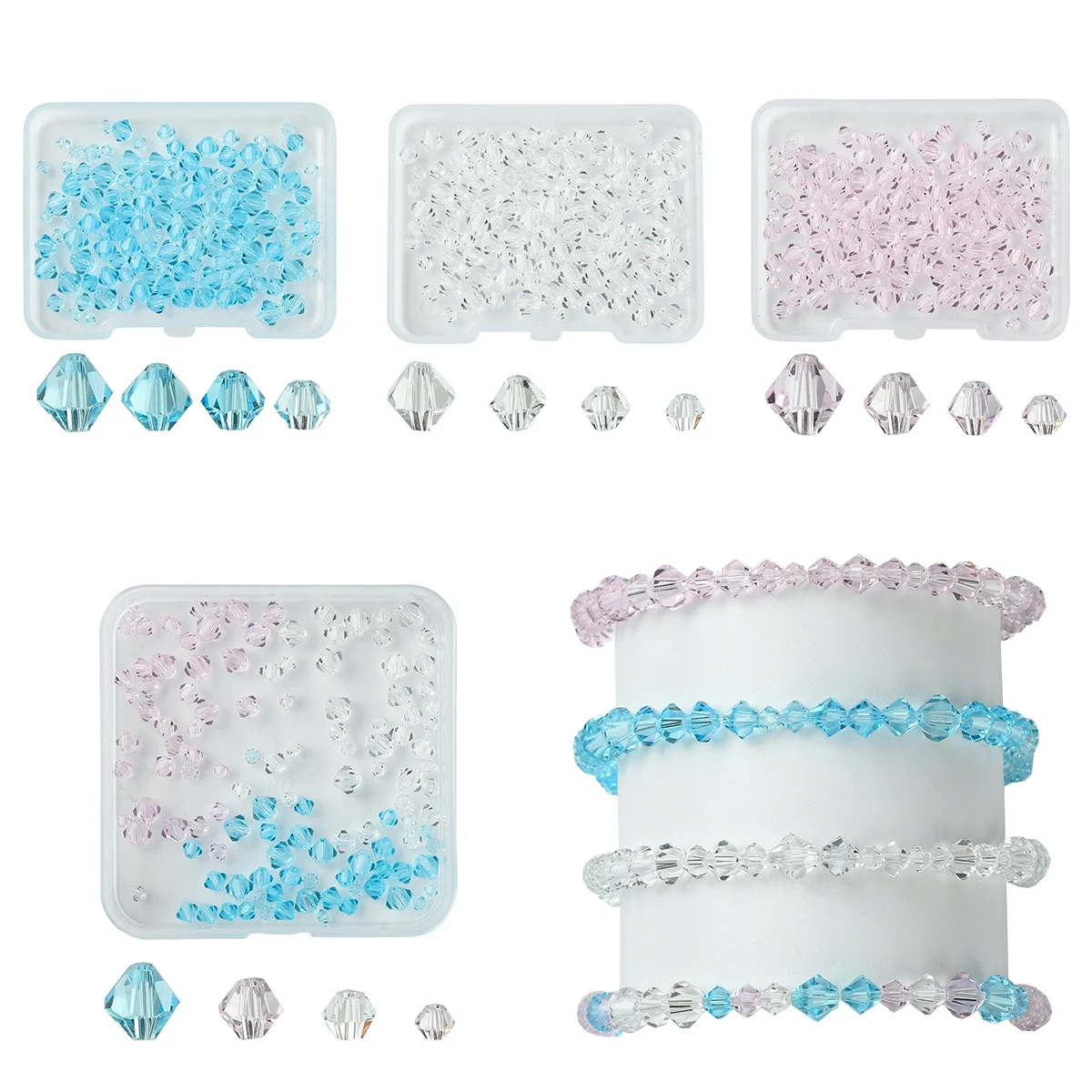 

120Pcs Imitation Austrian Crystal Faceted Bicone Beads DIY Beading for Necklace Bracelet DIY Jewelry Making Kit