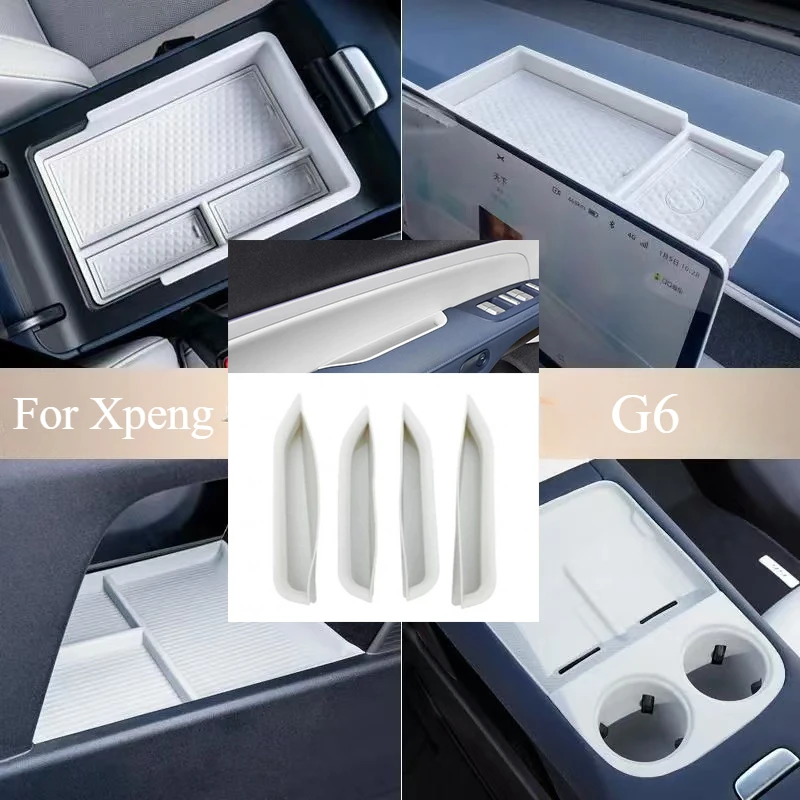 

Armrest Boxs Storage Box For Xpeng G6 Car Central Armrest Storage Box Content Center Console Car door box white
