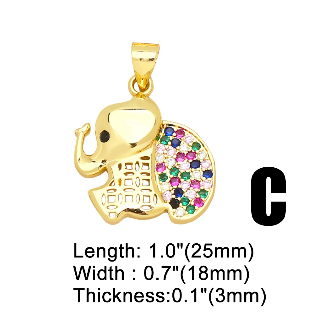 OCESRIO Multicolor Zircon Bear Pendant for Necklace Copper Gold Plated Cap Elephant Animal Jewelry Making Component pdtb008