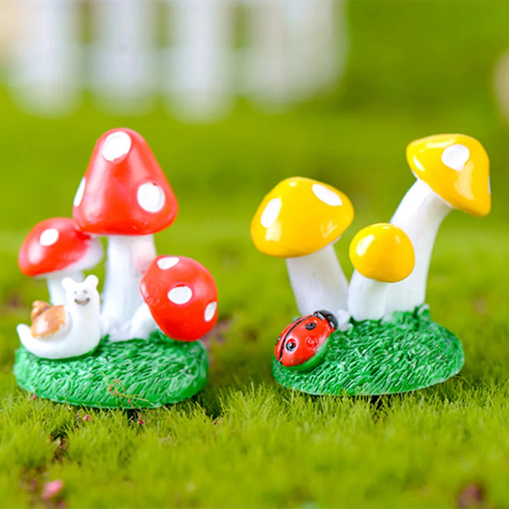 1pcs Miniature Animal Mushroom Ornament Miniature Mushroom Craft Garden Pot Ornament Landscape Succulent Bonsai DIY Garden Decor