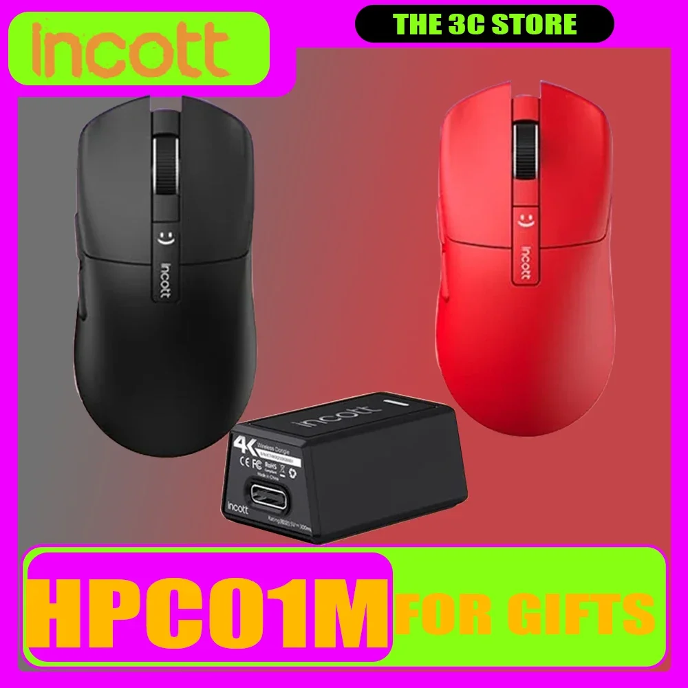 Incott Hpc01m Wireless Mouse Paw3395 Sensor RGB Hot Swap Tri Mode Lightweight Gaming Mouse Customized Pc Gamer Office Accessory