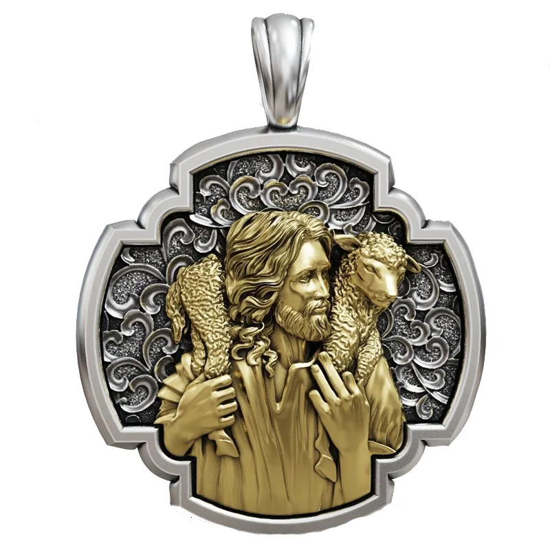 

15g The Lamb Cross Pendant cross Jesus and the lost lamb Customized 925 SOLID STERLING Silver Pendant High Trendy