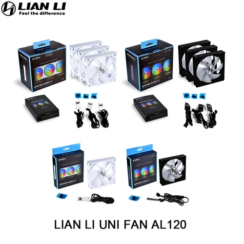 LIAN LI UNI 선풍기 AL120 ARGB 케이블리스 PC 케이스 선풍기, 클러터 프리, 데이지 체인, 산업용 등급 L-커넥트 PWM 